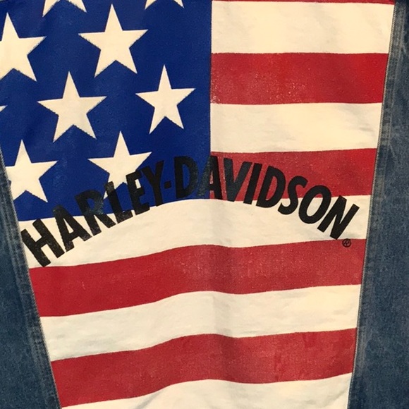 Harley-Davidson denim vest American flag large - Picture 2 of 10
